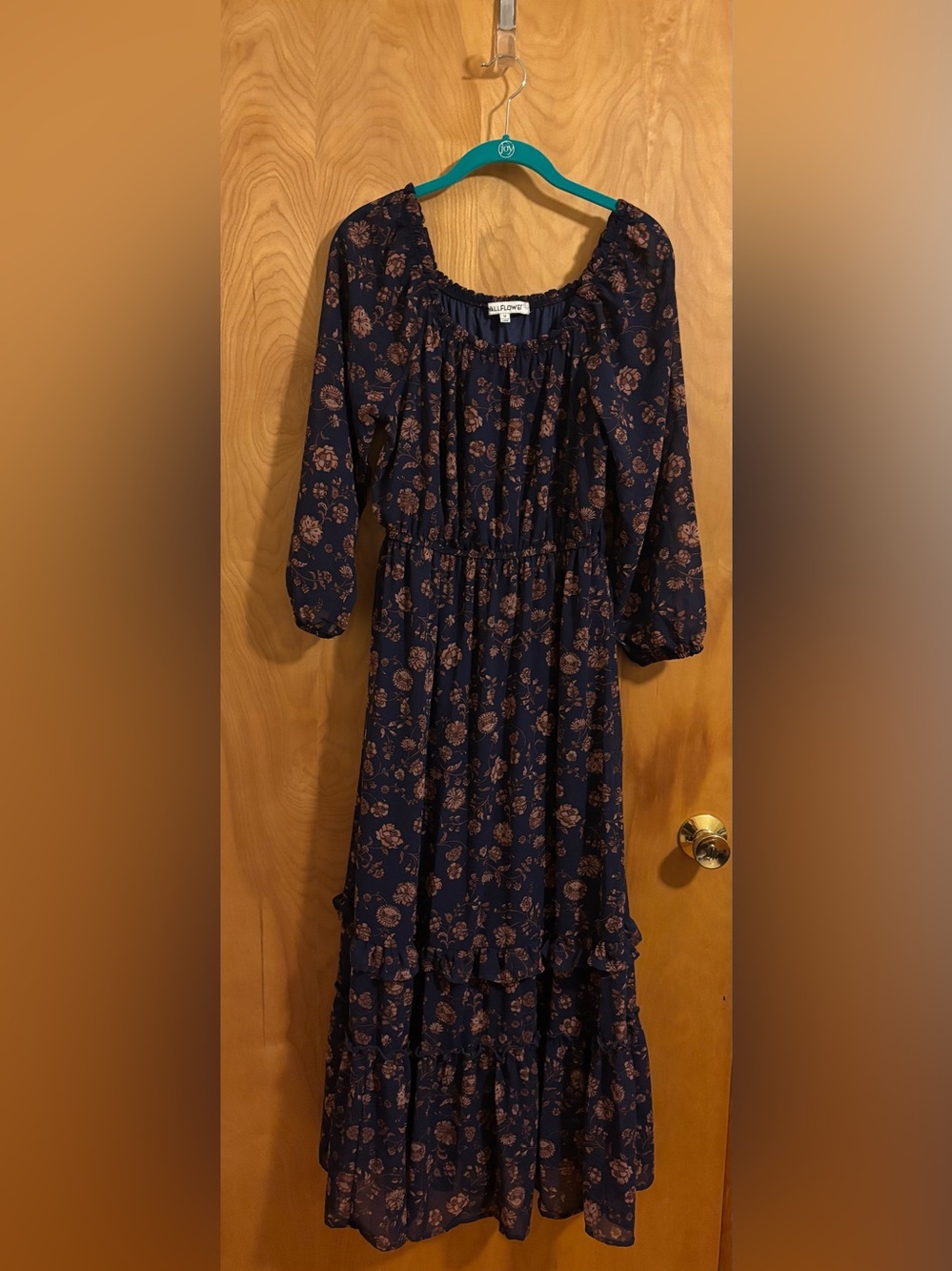 Wallflower Navy Blue Floral Print Long Sleeve Dress